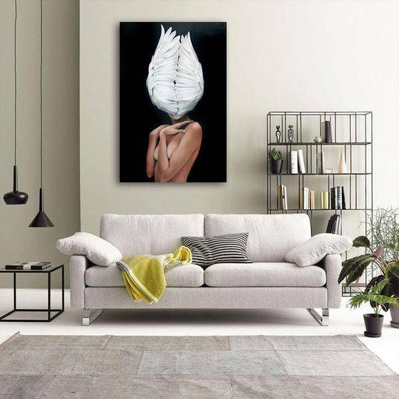 Woman With White Wings Wall Art Living Room