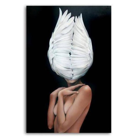 Woman With White Wings Wall Art