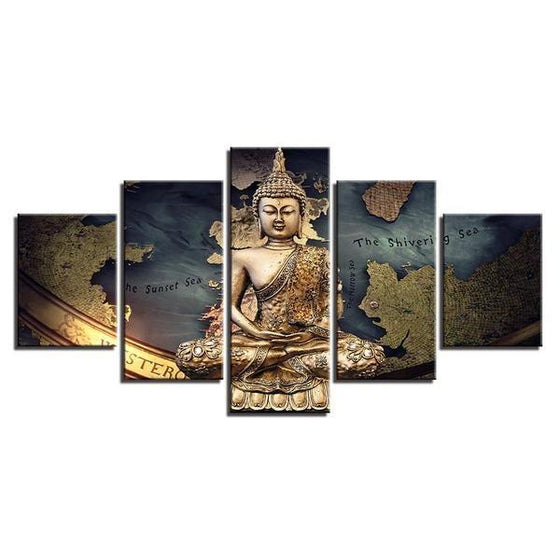 Wood Carved Buddha Wall Art Canvas