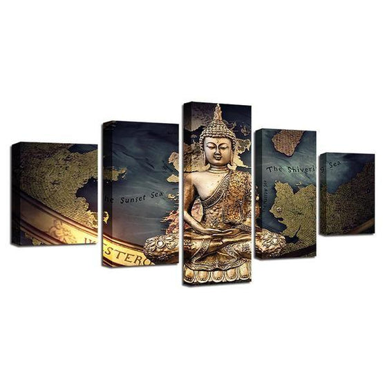 Wood Carved Buddha Wall Art Canvases