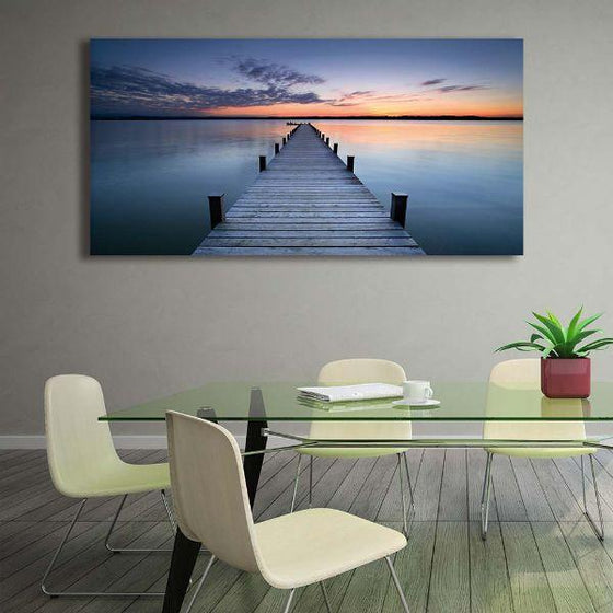 Wooden Bridge To Sunset Canvas Wall Art Dining Room
