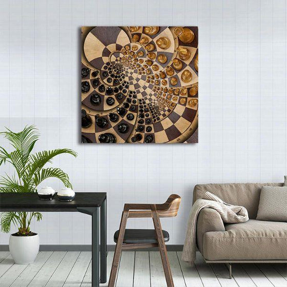 Wooden Chess Abstract Canvas Wall Art Kitchen