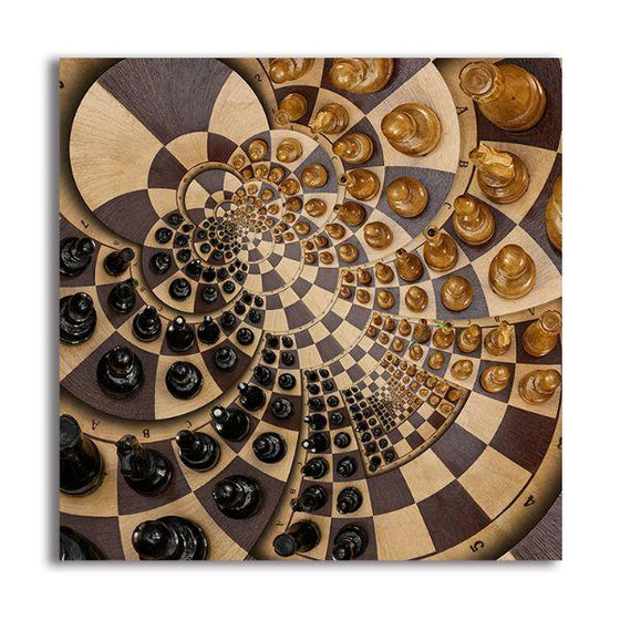Wooden Chess Abstract Canvas Wall Art