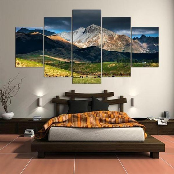 Wooden Wall Art Mountains Canvas