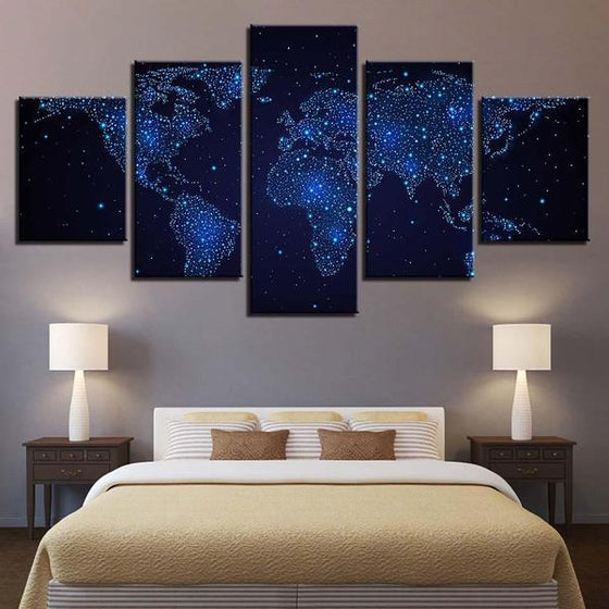Wooden Wall Art World Map Canvases