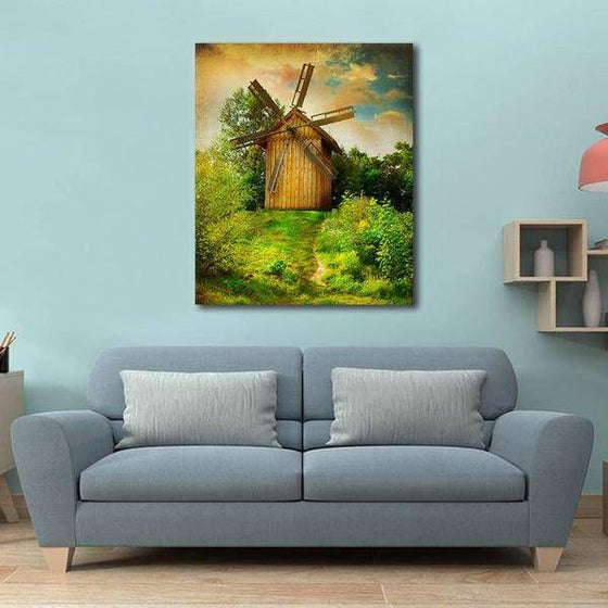 Wooden Windmill Wall Art Living Room