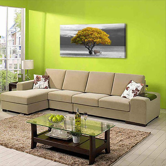 Yellow Blossom Tree Canvas Wall Art Living Room