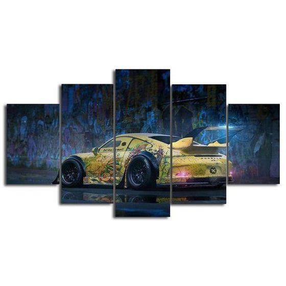 Yellow Racing Car Canvas Wall Art
