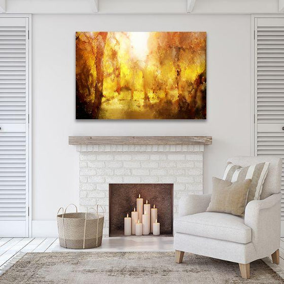 Yellow Forest Abstract Canvas Wall Art Print