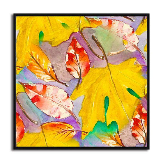 Yellow & Red Autumn Leaves Canvas Wall Art