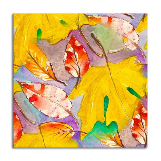 Yellow & Red Autumn Leaves Canvas Wall Art