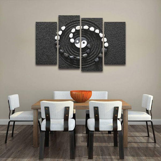 Yin Yang Stones 4 Panels Canvas Wall Art Dining Room