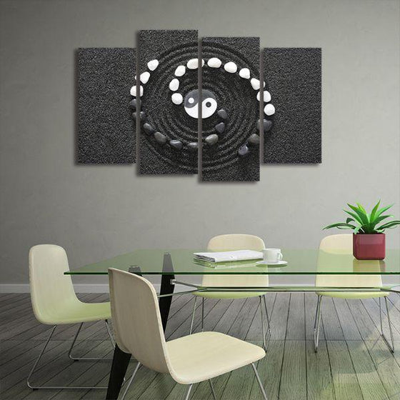 Yin Yang Stones 4 Panels Canvas Wall Art Office Room