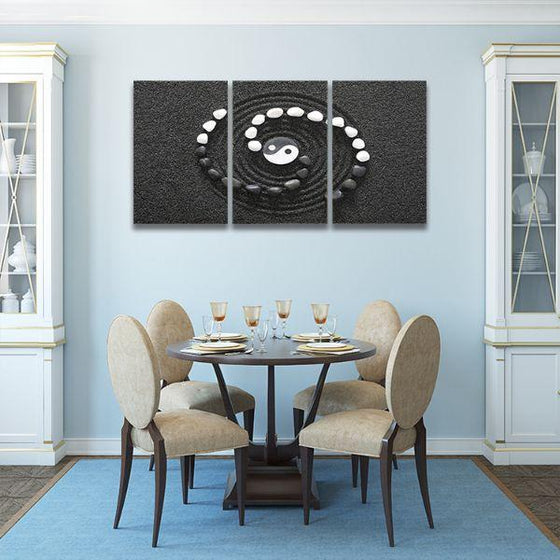 Yin Yang Stones 3 Panels Canvas Wall Art Dining Room