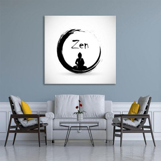 Zen Circle & Buddha Canvas Wall Art Living Room