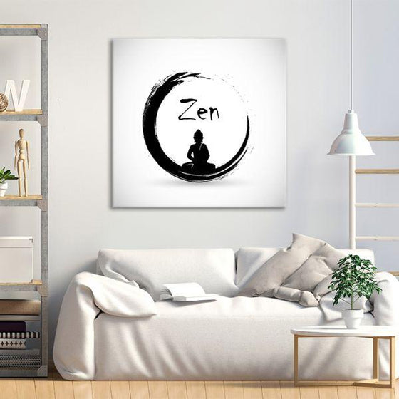 Zen Circle & Buddha Canvas Wall Art Print