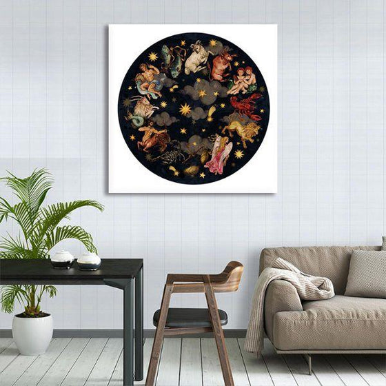 Zodiac Circle Canvas Wall Art Decor